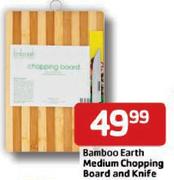 Bamboo Earth Medium Chopping Board And Knife-Each