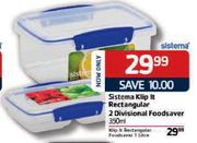 Sistema Klip It Rectangular 2 Divisional Foodsaver - 350ml