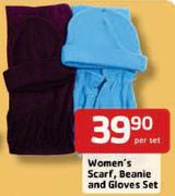 Women's Scraf,Beanie And Gloves Set - Per Set