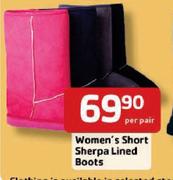 Women's Short Sherpa Lined Boots - Per Pair