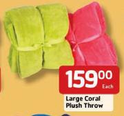 Large Coral Plush Throw - Each