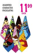 Assorted Character Facecloths-Each