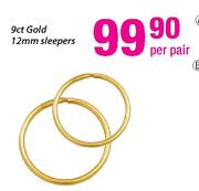 9ct Gold 12mm Sleepers-Per Pair