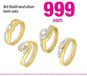 9ct Gold And Silver Twin Sets-Each