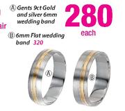 Gents 9ct Gold And Silver 6mm Wedding Band-Each