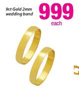 9ct Gold 2mm Wedding Band-Each