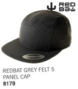 Redbat Grey Felt 5 Panel Cap