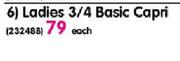 Endurance Ladies 3/4 Basic Capri-Each