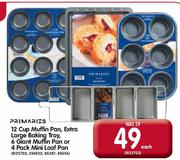 Primaries 12 Cup Muffin Pan,Extra Large Baking Tray,6 Giant Muffin Pan Or 4 Pack Mini Loaf Pan Each