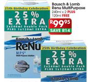 Bausch & Lomb Renu MultiPurpose-240ml x 2 Plus 120ml Free
