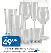 Royal Leerdam Glassware Impress Or Lounge Short Glasses-Per 3 Pack