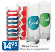 Clicks Summer Stripe, Dot Or Slogan Glasses-Each