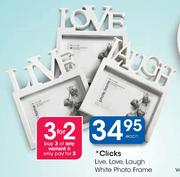 Clicks Live, Love, Laugh White Photo Frame-Each