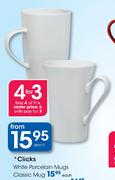 Clicks White Porcelain Classic Mugs-Each