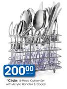Clicks 16-Piece Cutlery Set With Acrylic Handles & Caddy-Per Set