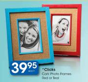 Clicks Cork Photo Frames Red Or Teal-Each