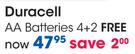 Duracell AA Batteries 4+2 Free
