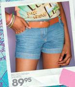 Belted Denim Shorts