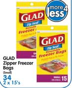 Glad Zipper Freezer Bags(Small)-2X15's