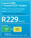 Lenovo G580+Huawei E3331 Modem On Smart Internet 750MB Promo