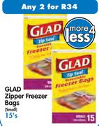 Glad Zipper Freezer Bags Small-2x15's