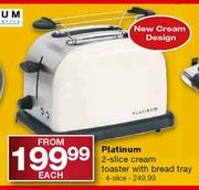 Platinum 4-Slice Cream Toaster With Bread Tray