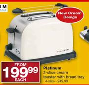 Platinum 2-Slice Cream Toaster With Bread Tray