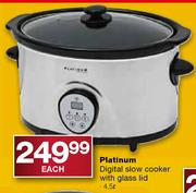 Platinum Digital Slow Cooker With Glass Lid-4.5l