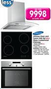 Samsung 595mm Oven and Ceran Hob Set plus Glass Cookerhood Chimney PKG007 plus HDC6255BG-Per Bundle