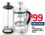PnP Coffee Plunger And Milk Frother-600ml