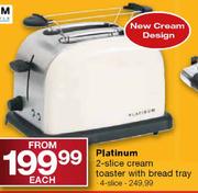 Platinum 4-Slice Cream Toaster With Bread Tray Each