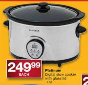 Platinum Digital Slow Cooker With Glass Lid-4.5L 