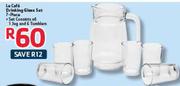 Le Cafe Drinking Glass Set-7 Piece
