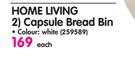 Accent Home Living Capsule White Bread Bin-Each