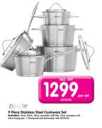 Panache 9 Piece Stainless Steel Cookware Set-Per Set