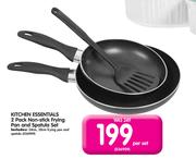 Kitchen Essentials 2 Pack Non Stick Frying Pan And Spatula Set-Per Set