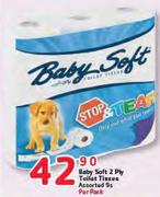 Baby Soft 2 Ply Toilet Tissue Assorted-9's Per Pack