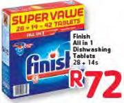 Finish All In 1 Dishwashing Tablets 28+14's