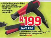 Carmen Amber Studio Duo Hairdryer And Straightener Gift Set-Per Set