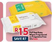PnP Real Baby Wipes Fragranced Or Fragrance Free-80's Each