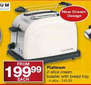 Platinum 2-Slice Cream Toaster with Bread Tray