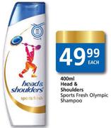 Head & Shoulders Sports Fresh Olympic Shampoo-400ml Each 