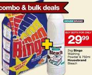 Bingo Washing Powder-2kg & Housebrand Bleach-750ml