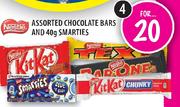 Nestle Assorted Chocolate Bars-4's And 40g Smarties