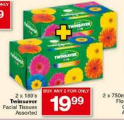 Twinsaver Facial Tissues Assorted-2 x 180's