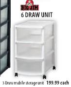 Bigjim 3 Draw Mobile Storage Unit-Each