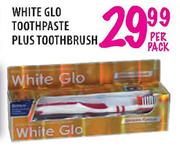 White Glo Toothpaste Plus Toothbrush-Per Pack