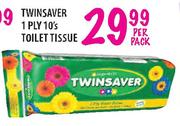 Twinsaver 1 Ply Toilet Tissue-10's