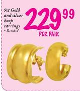 9ct Gold And Silver Hoop Earrings Banded