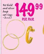 9ct Gold And Silver Hoop Earrings Banded